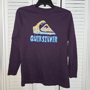 Quiksilver Boy's L Deep Purple Wave Logo Tee